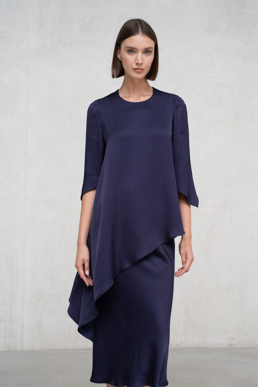 CUERPO SESSA MANGA ASIMÉTRICA MARINO